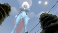 drawing white_hair nude vore long_hair huge_breasts low_angle crown blue_skin animation