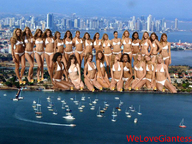 bikini giantess collage city mega blonde long_hair destruction barefoot cleavage ocean buildings brunette smiling kneeling navel giantesses standing sailboat yacht welovegiantess