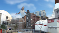 giantess city long_hair destruction purple_hair volleyball giantesses vehicles sneakers outdoors digital_render aithegiantess