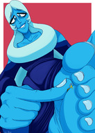 drawing long_hair toes barefoot soles blue_skin shrunken_woman looking_down pinned steven_universe blue_diamond yellow_diamond tdart