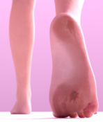 crush toes barefoot soles blood walking stuck_to_foot no_background digital_render uschi3