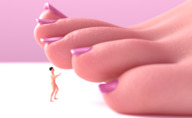 toes barefoot shrunken_man nail_polish purple_nails no_background digital_render uschi3