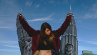 giantess collage long_hair destruction buildings brunette explosion jacket manicure bare_midriff fanta333 sonja_reid