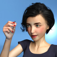 black_hair short_hair looking_up between_fingers no_background pinched digital_render uschi3