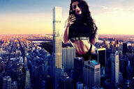 collage panties city mega long_hair buildings brunette cellphone new_york_city sports_bra fanta333 xixi_vhyse