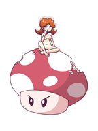 drawing nude color shrinking sitting mushroom shrunken_woman eating super_mario_bros princess_daisy inksgirls