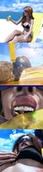 vore long_hair red_hair lying_down drink shrunken_man open_mouth sunglasses drinking digital_render in_drink parted_lips johnnyscribe