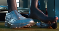 masturbation toes barefoot shoes foot_worship foot_crush shorts shrunken_man standing floor digital_render dofus59