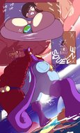 drawing giantess pokemon furry earth giga anthro color long_hair breast_crush multiple_sizes red_hair walking looking_down giantesses rattata pamela thaddeusmcboosh between_breasts