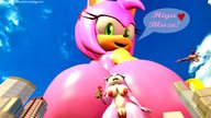 breasts giantess pussy furry city butt multiple_sizes amy_rose sonic_the_hedgehog giantesses blaze_the_cat dialogue digital_render