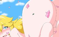 drawing growth giantess nude blushing blonde color blue_eyes princess_peach nintendo luigi ripped_clothing  skikuro
