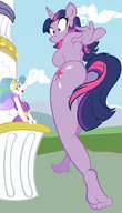 drawing giantess nude furry tail anthro color long_hair butt barefoot purple_eyes castle surprised walking thighs outdoors sideboob commission purple_skin my_little_pony twilight_sparkle looking_at_tiny multicolored_hair strolling pale_skin bare_legs bare_midriff marmaladejane internationaltck princess_molestia cutie_mark