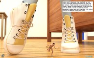 crush feet comic shoes domination story foot_crush foot_play running shrunken_man sneakers pinned indoors under_foot imminent_crush impending_doom digital_render aaabbbzzz