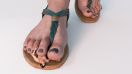 barefoot sandals shrunken_man pinned under_foot nail_polish no_background digital_render gtstwist