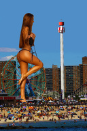 bikini giantess collage long_hair butt beach barefoot ocean brunette onlookers amusement_park undressing viki_odintcova fanta333