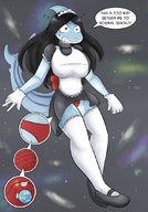 drawing growth panties earth anthro space black_hair color shoes gloves nylons maid_uniform commission dialogue dinobirdofdoom cosmic_giantess shark_girl alluria sir--raptor