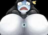 drawing black_hair color huge_breasts maid_uniform universe commission dinobirdofdoom cosmic_giantess shark_girl alluria sir--raptor