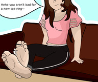drawing feet color barefoot brunette foot_worship sitting worship shrunken_man long toe_ring hair nanogts