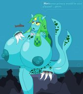 drawing nipples giantess nude color huge_breasts underwater submarine monster_girl elfdrago