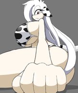 breasts drawing giantess furry anthro color huge_breasts sitting hand cow point_of_view looking_at_viewer angelthecatgirl