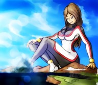 drawing giantess city mega color destruction brunette sitting foot_crush mountains clouds colonel-gabbo
