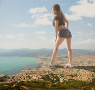 giantess mega butt destruction barefoot wonderslug shorts giantess_katelyn aerial_view