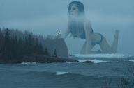 bikini breasts giantess mega barefoot water ocean wonderslug crawling lighthouse giantess_katelyn waves forest cliff fog loch_ness_monster