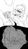 drawing vore furry comic monochrome lying_down unaware eating inside_stomach emmacat64
