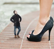 collage clothed high_heels shrunken_man standing looking_up size_comparison pedicure lipeedu
