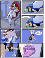 drawing vore comic black_hair color long_hair tongue saliva brunette open_mouth dialogue panels kill_la_kill kiryuuin_satsuki