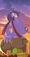 drawing nipples giantess furry blushing anthro city color buildings huge_breasts voluptuous mastergodai