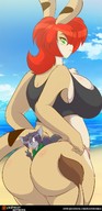 giantess furry anthro large_breasts beach sports_bra between_butt mastergodai