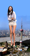 giantess collage city mega skirt brunette asian park