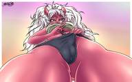 drawing giantess white_hair panties horns color red_eyes low_angle demoness entrapment red_skin wraps sector316