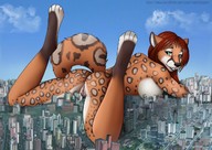 drawing giantess pussy furry anthro city color destruction red_hair skyscraper