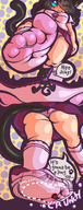 drawing crush panties blushing upskirt comic black_hair color blue_eyes skirt blood in_shoe socks gore foot_crush unaware shrunken_woman june internal_view mspaintgts