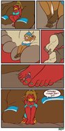 drawing giantess feet furry anthro size_difference comic color large_breasts barefoot paradox shrunken_woman between_toes bird nail_polish giraffe on_sole deer loop misterdod