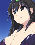 breasts drawing black_hair color cleavage climbing shrunken_man miton