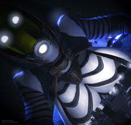 breasts giantess giga city mega alien mask night point_of_view jetslasher hood glowing_eyes digital_render mass_effect quarian