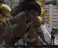 giantess black_hair barefoot spear temple redfiredog forbidden idol