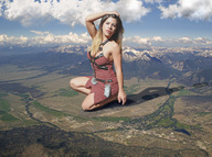 giantess collage mega cleavage wonderslug airplane giantess_katelyn mountains aerial_view looking_at_viewer valley towns