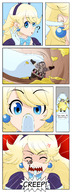 drawing micro blonde comic color blue_eyes finger gloves ear inside_ear earwax stuck_on_finger milesmouse praline bravely_default