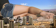 giantess destruction wonderslug legs giantess_katelyn skyscraper las_vegas denim_shorts