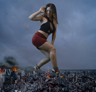 giantess destruction high_heels wonderslug giantess_katelyn tokyo evening_light military_jets