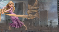 drawing city blonde color long_hair destruction barefoot buildings green_eyes domination street dress pulling carcrushlover