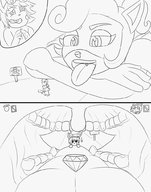 drawing giantess vore furry anthro comic monochrome tongue mouth teeth mawshot open_mouth inside_mouth darz213 gem coco_bandicoot crash_bandicoot_(series)