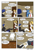 drawing growth giantess size_difference blonde comic color robot sitting android indoors cramped persona digital_render persona_3 aigis sayerraider