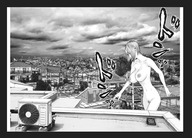 drawing nipples giantess nude manga city blonde monochrome large_breasts pubic_hair buildings navel walking gigant