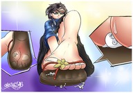 drawing giantess crush panties feet upskirt color toes glasses blood sandals foot_crush voluptuous sector316
