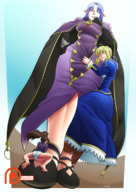 drawing giantess panties upskirt blonde color saber blue_hair multiple_sizes looking_down giantesses fate_stay_night lust pointed_ears spokle caster fate_(series)